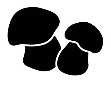Penny bun mushrooms, two mushrooms - vector silhouette picture for logo or pictogram. Boletus edulis are edible mushrooms. ep, porcino or porcini for sign or icon