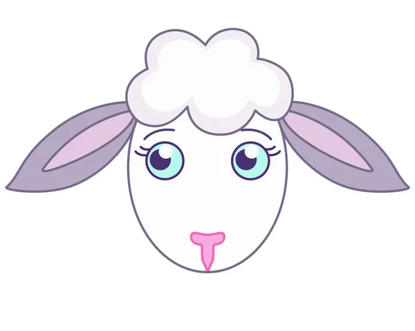 Niedliche Schnauze Eines Schafes Mit Blauen Augen Ein Vektor Farbbild — Stockvektor