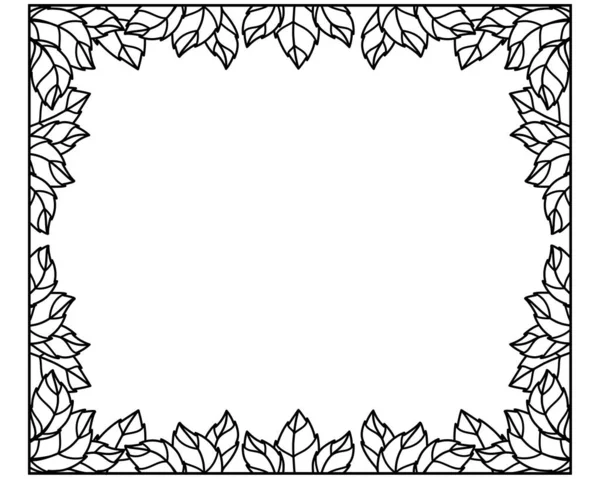 Leaves Horizontal Frame Vektorový Lineární Obrázek Pro Zbarvení Nebo Design — Stockový vektor