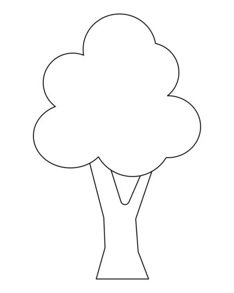 Маленькое Дерево Простое Изображение Растения Векторная Линейная Картинка Детской Раскраски — стоковый вектор