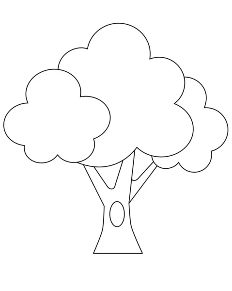 Большое Дерево Полой Простое Изображение Растения Векторная Линейная Картинка Детской — стоковый вектор