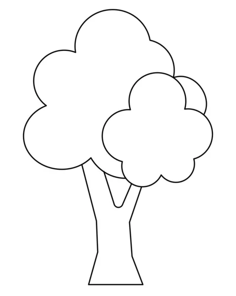 Дерево Простое Изображение Растения Векторная Линейная Картинка Детской Раскраски Набросок — стоковый вектор