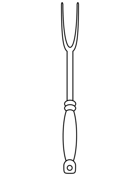 Carving Fork Kök Matlagningsverktyg Vektor Linje Konst Bild För Färgning — Stock vektor