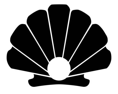 Shell scallop with pearl sea animal silhouette - vector template for logo or pictogram. Shell with a pearl silhouette for an icon or sign on a marine theme clipart