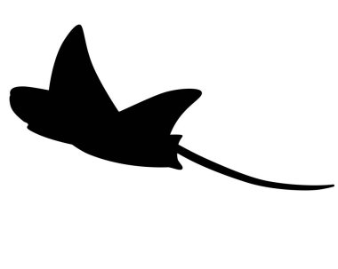 Stingray deniz hayvanı silueti - logo veya piktogram için vektör şablonu. Stingray silueti deniz teması simgesi ya da işareti