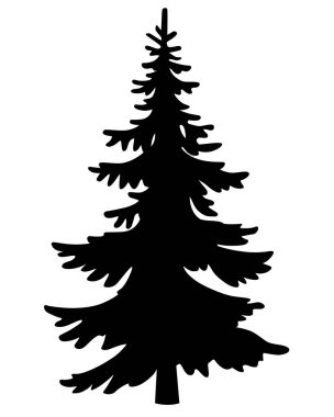 Big Spruce, kozalaklı ağaç- logo il pictogram için vektör siluet resim. Noel ağacı büyük bir ağaçtır, bir ikon ya da işaret için bir bitkinin biçimlendirilmiş görüntüsüdür..