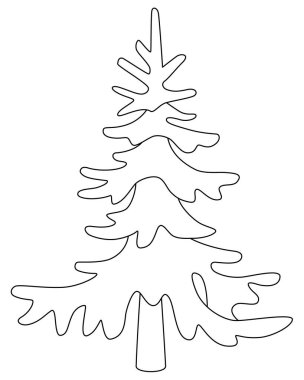 Ladin kozalaklı ağaç, sonsuza kadar yeşil bitki logo, boyama kitabı veya piktogram için vektör doğrusal çizim. Özet geç. Boyama kitabı için Noel ağacı