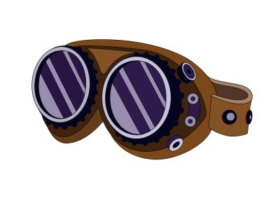 Safety glasses in steampunk style - vector full color image. Steampunk glasses with round lenses. clipart