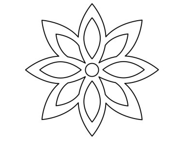 Sekiz yapraklı basit bir çiçek. Renklendirme için düzenlenebilir ana hatları olan vektör çizgisi. Özet geç. Çiçek, logo ya da piktogram için bitki