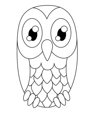 Küçük sevimli baykuş - boyamak için bir kuşla vektör doğrusal resim. Özet geç. Boyama kitabı için baykuş veya kartal baykuşu