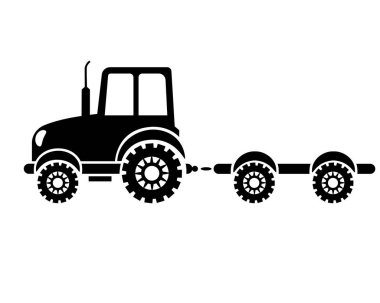 Traktör ve karavan, tarım makineleri logo ya da piktogram kalıbı için çiftlik taşıma vektör silueti. İmza veya simge için nakliye