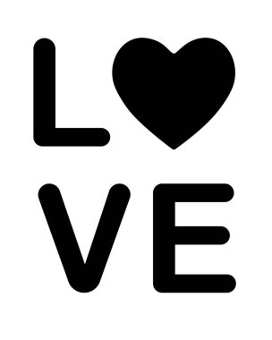 14 Şubat Sevgililer Günü için Stencil Love - vektör siluet resmi. Aşk ve kalp şablonu