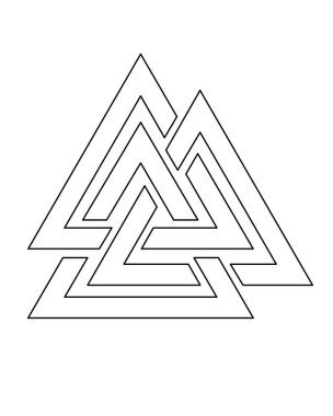 Valknut, symbol of the god Odin - vector linear picture for coloring. Outline. Valknut symbol from Scandinavian mythology and runic magic. clipart