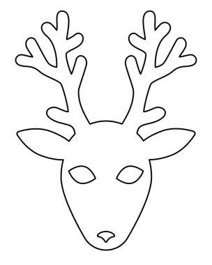Geyik başı - yazdırma veya kesme için vektör doğrusal görüntü. Özet geç. Simge, işaret ya da şablon için geyik hayvan silueti.