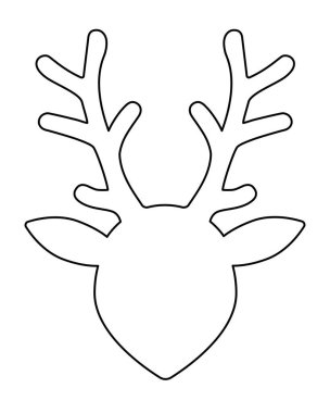 Geyik başı boynuzlu - lazer kesim, logo ya da piktogram için vektör doğrusal görüntü. Özet geç. Yazdırmak için geyik ve hayvan silueti