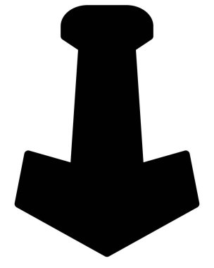 Thor 'un çekici, İskandinav tılsımı - logo için vektör siluet görüntü, stencil. Lazer kesimi için Tanrı 'nın Yazar silueti.