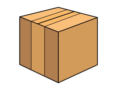 Karton kutu bant, paket - vektör tam renkli resim ile mühürlendi. Paketleme, depolama ve transfer için kutu.