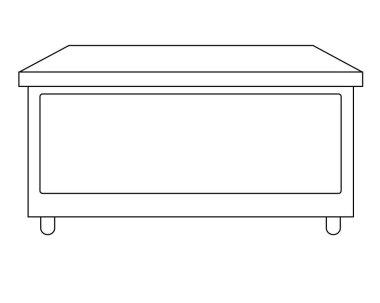 Masa. Klasik ahşap masa - renklendirme için vektör doğrusal resim. Özet geç. Ofis masası