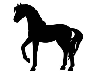 At, evcil hayvan sembolü 2026 - logo, pictogram veya stencil için vektör siluet görüntü. Aygır, uzun kuyruklu zarif bir hayvandır..