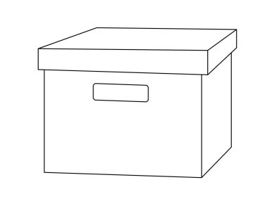 Karton kutu - logo, piktogram veya boyama için vektör doğrusal resim. Özet geç. Karton kutu, ambalaj