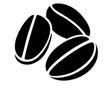 Kahve çekirdekleri, kahve - logo, piktogram veya stencil için vektör siluet görüntü. Şablon veya simge için kahve