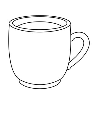 Çay fincanı - logo, piktogram veya boyama için vektör doğrusal görüntü. Özet geç. Çay fincanı