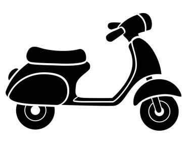 Eski mobilet, araç - logo, piktogram veya stencil için vektör siluet görüntü. Scooter, şablon için motosiklet