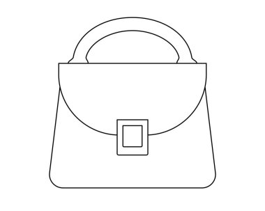 Çanta, kadın çantası - logo, resim ya da boyama için vektör doğrusal görüntü. Özet geç. Renklendirme için kadın çantası doğrusal resmi.