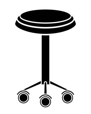 Logo, piktogram ya da şablon için yumuşak ofis taburesi, mobilya vektör silueti. Şablon veya simge için tekerlek üzerindeki dışkı