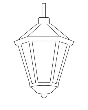 Renkler için sokak klasik lamba vektör lineer resmi. Özet geç. Boyama kitabı için klasik sokak lambası