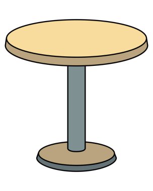 Yuvarlak masa kafe mobilyaları - vektör renk resmi. Dinlenme masası için mobilyalar