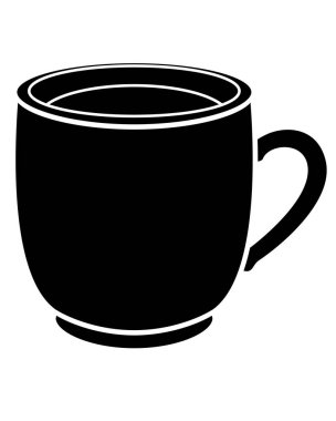 Bardak silueti - logo, pictogram veya stencil için vektör siluet görüntü. Fincan şablonu siyah ve beyaz