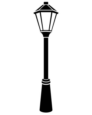 Stencil, logo ya da pictogram için sokak tipi fener vektör silueti resmi. Şablon veya lazer kesim için klasik sokak feneri