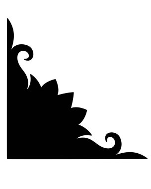 Dekoratif Vignette, Bitki Çiçeği Silueti - şablon için vektör siluet görüntü. Bitki dekoratif köşe vignette