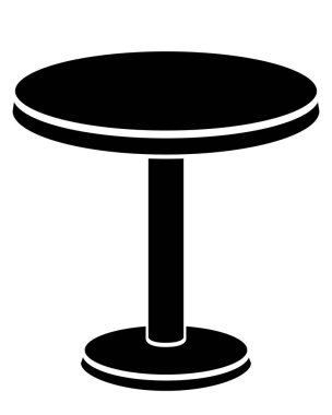 Yuvarlak masa mobilya şablonu - logo, piktogram veya işaret için vektör siluet görüntü. Şablon için boş mobilyalar yuvarlak masa.