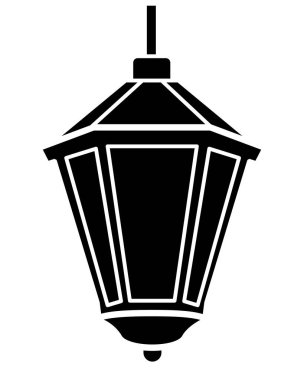 Stencil, logo ya da pictogram için sokak tipi fener vektör silueti resmi. Şablon veya lazer kesim için klasik sokak feneri