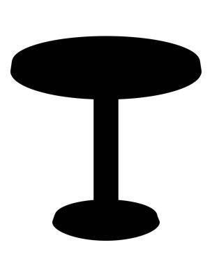 Yuvarlak masa mobilya şablonu - logo, piktogram veya işaret için vektör siluet görüntü. Şablon için boş mobilyalar yuvarlak masa.