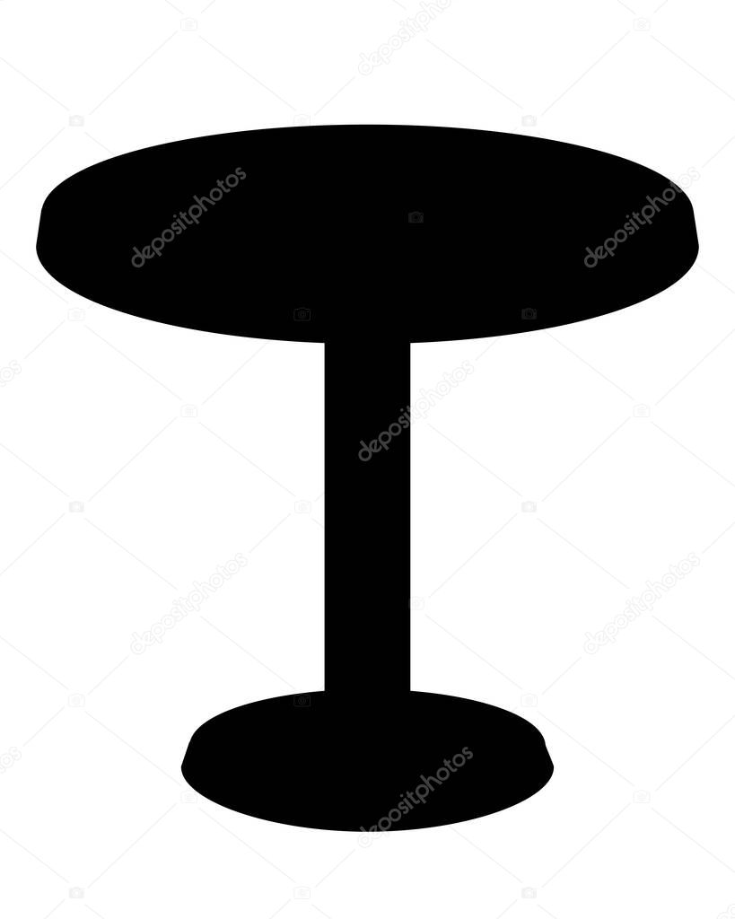Round table cafe furniture stencil - vector silhouette image for logo, pictogram or sign. Leisure furniture round table for stencil.