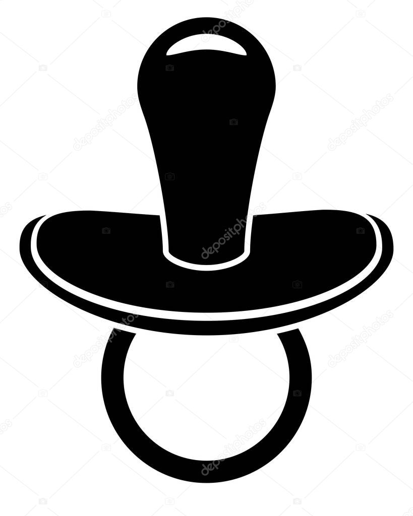 Baby pacifier - vector silhouette image for logo, pictogram or stencil. Baby pacifier - image for laser cutting stencil