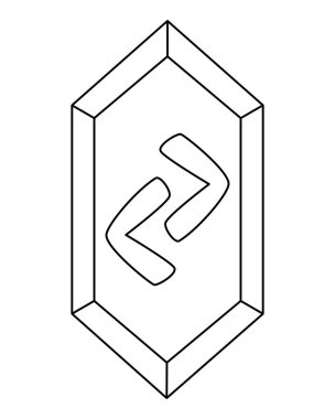 Jera ayrıca Jeran, Jeraz, yaşlı futhark 'ın Yera rünü, hasatı simgeleyen sihirli bir işaret, döngünün sonu, sonuç - boyama için vektör doğrusal resim. Özet geç. Runik taş.