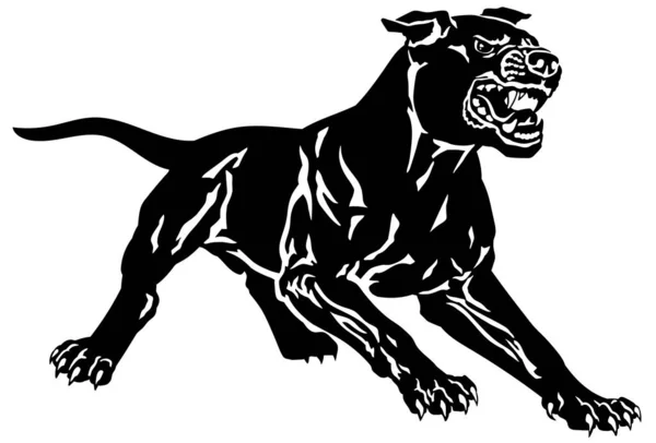Собака Агресивній Позі Показує Зуби Ізольований Чорний Силует Векторні Ілюстрації — стоковий вектор