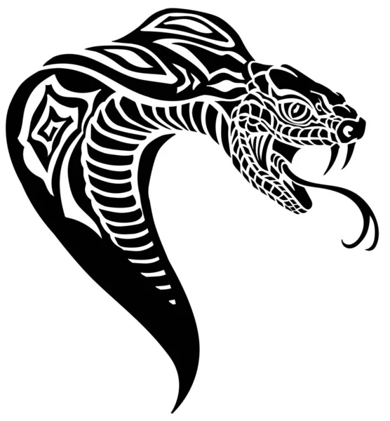 Serpent Venimeux Cobra Position Défensive Tête Position Attaque Silhouette Illustration — Image vectorielle
