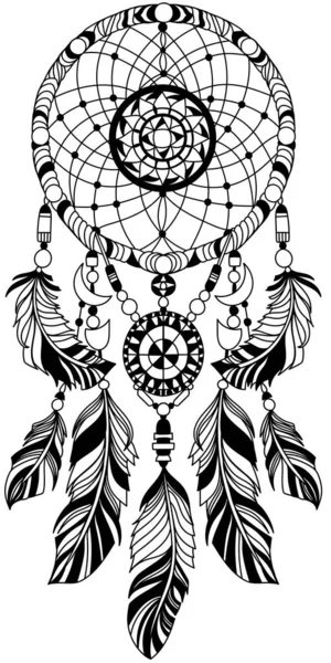 梦想家 一个传统的美洲印第安人的象征 鞑靼人垂直 被白色背景隔离 图形风格矢量插图 — 图库矢量图片