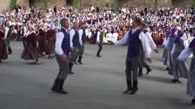 Geleneksel halk dansları XXVII Ülke çapında Letonya Şarkısı ve XVII Dans Festivali öncesi konser sırasında yapılır. Dans grubu dansçıları çiftler halinde dans eder.).