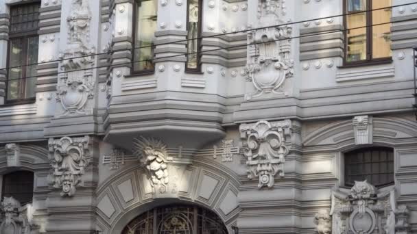 Clădire Istorică Stil Art Nouveau Decor Fațadă Magnific Elemente Sculpturale — Videoclip de stoc