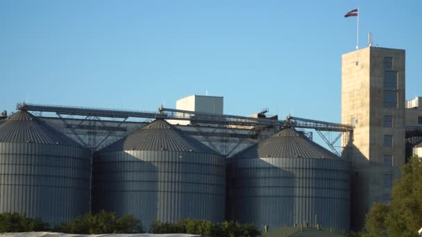 Impressive View Grain Processing Company Production Plant Latvia Showcases Industrial — Stock Video