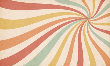 Rectangular Retro poster background 1970 hippie colors. simple old fashioned abstract wavy lines.