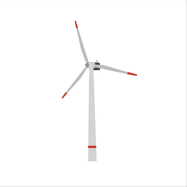 矢量平面插图 替代能源 风车绿色能源 风力涡轮机前置和角度视图隔离在白色背景上 替代可再生能源发电 绿色能源概念 — 图库矢量图片