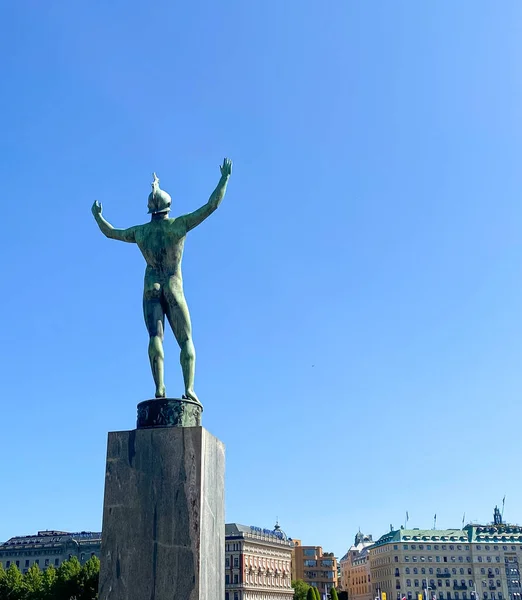 Stockholm Suécia Junho 2023 Estátua Bronze Homem Fora Museu Estoque — Fotografia de Stock