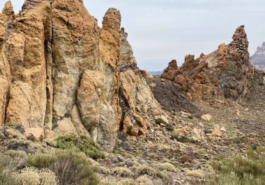 El Teide Ulusal Parkı 'ndaki Vahşi Vadi, Kanarya Adaları. Kış 2024.